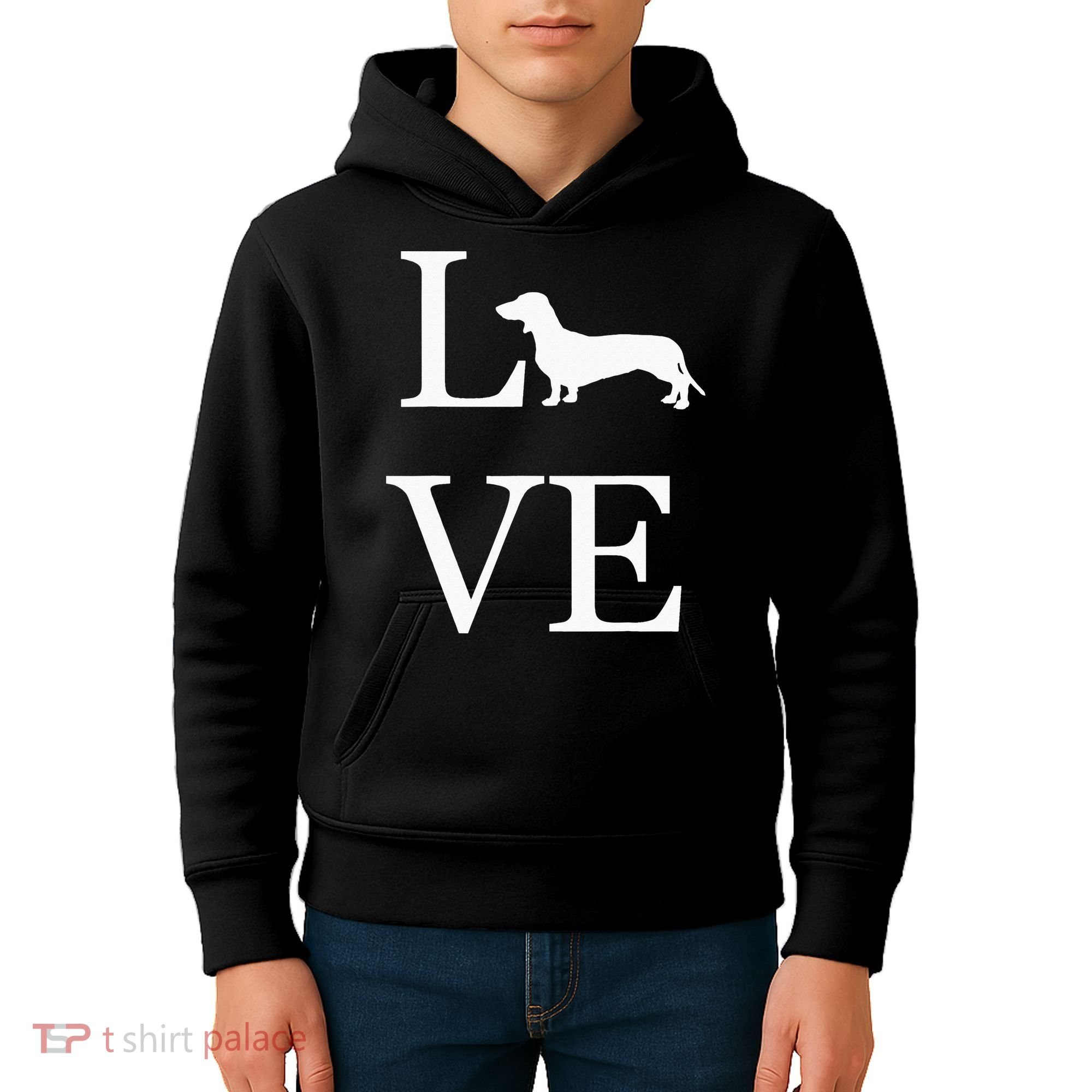 I Love Dachshund Weiner Dog Lover White Graphic Pet Owner Kids Hoodie