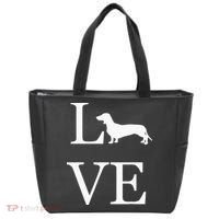 I Love Dachshund Weiner Dog Lover White Graphic Pet Owner Tote Bag thumb 0