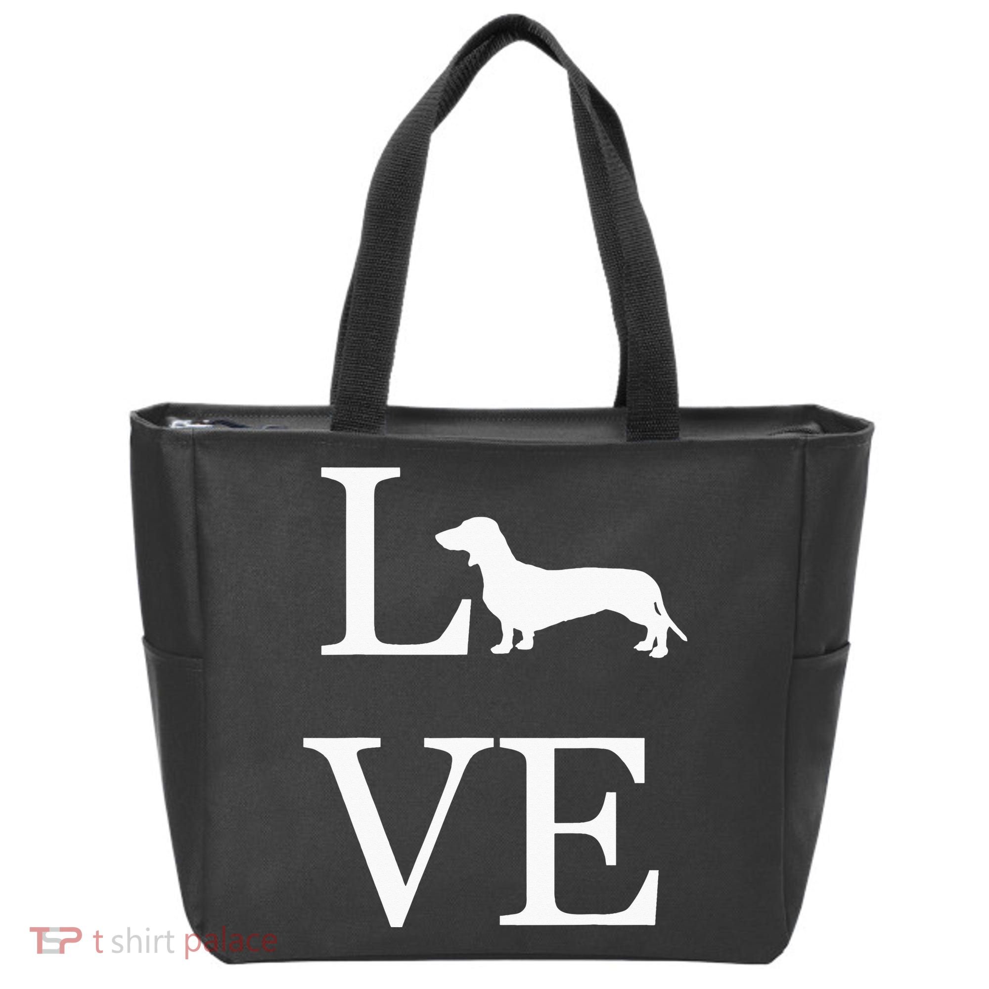 I Love Dachshund Weiner Dog Lover White Graphic Pet Owner Tote Bag