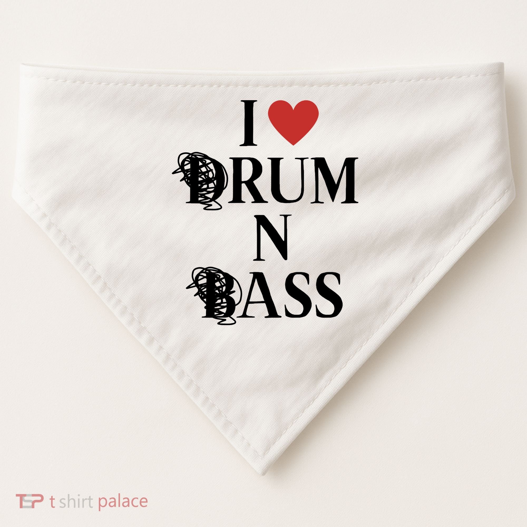 I Love Drum And Bass Rock USA-Made Doggie Bandana