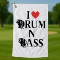I Love Drum And Bass Rock Golf Towel thumb 1