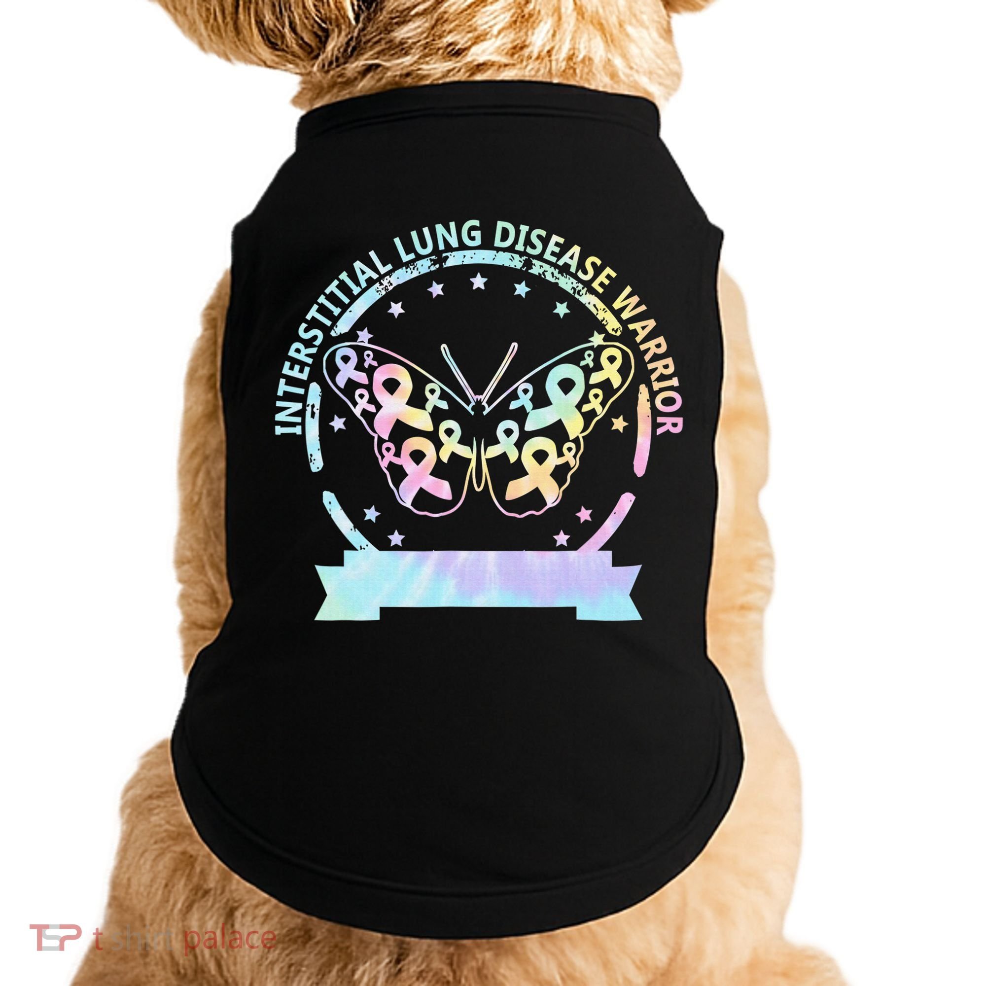 Interstitial Lung Disease betterfly ribbon awareness Tie Dye Doggie Tank