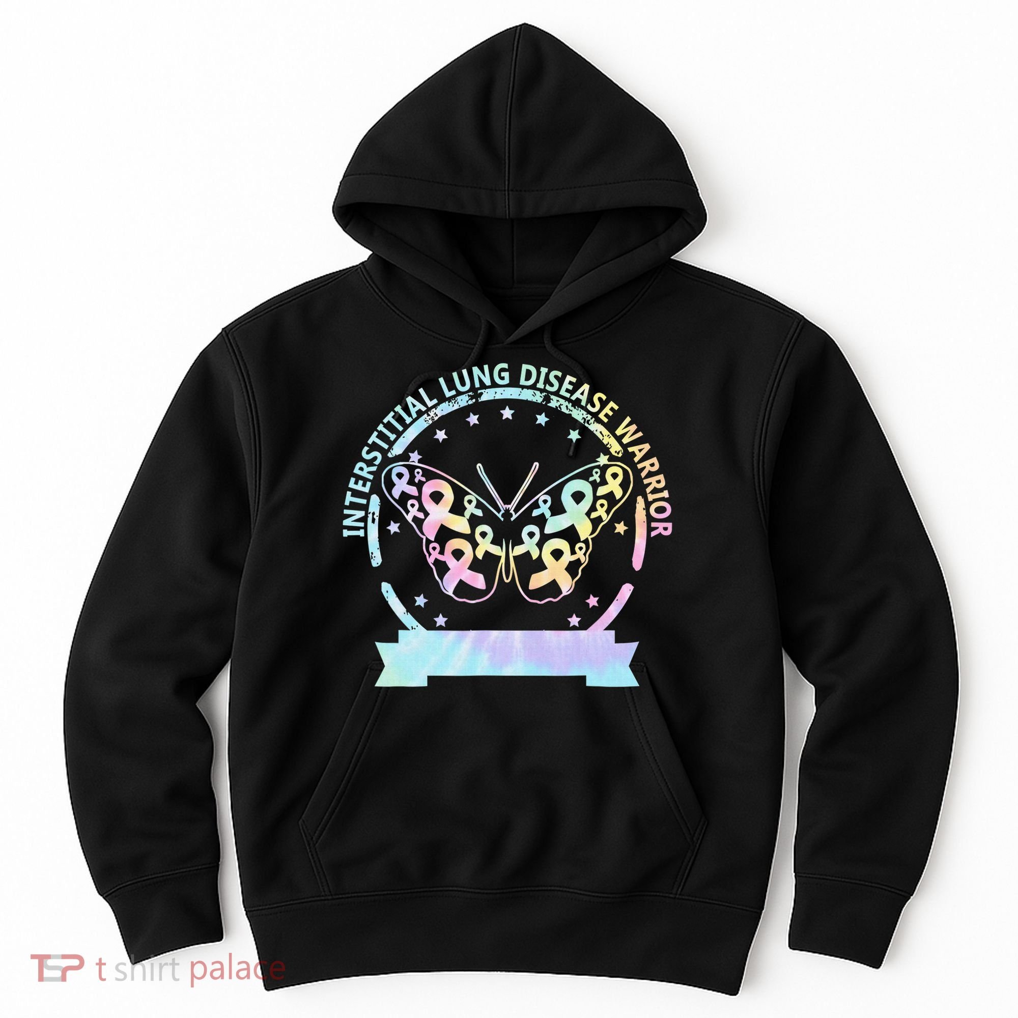 Interstitial Lung Disease betterfly ribbon awareness Tie Dye Hoodie