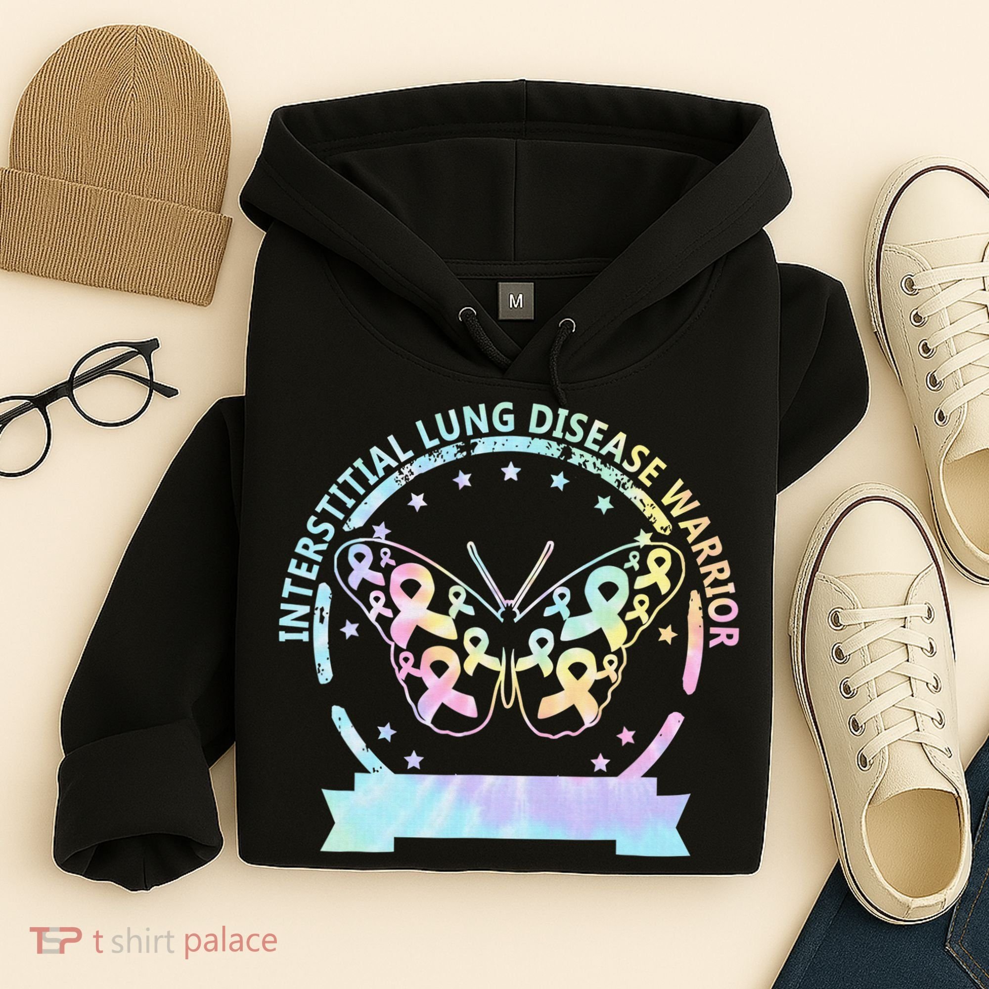 Interstitial Lung Disease betterfly ribbon awareness Tie Dye Hoodie