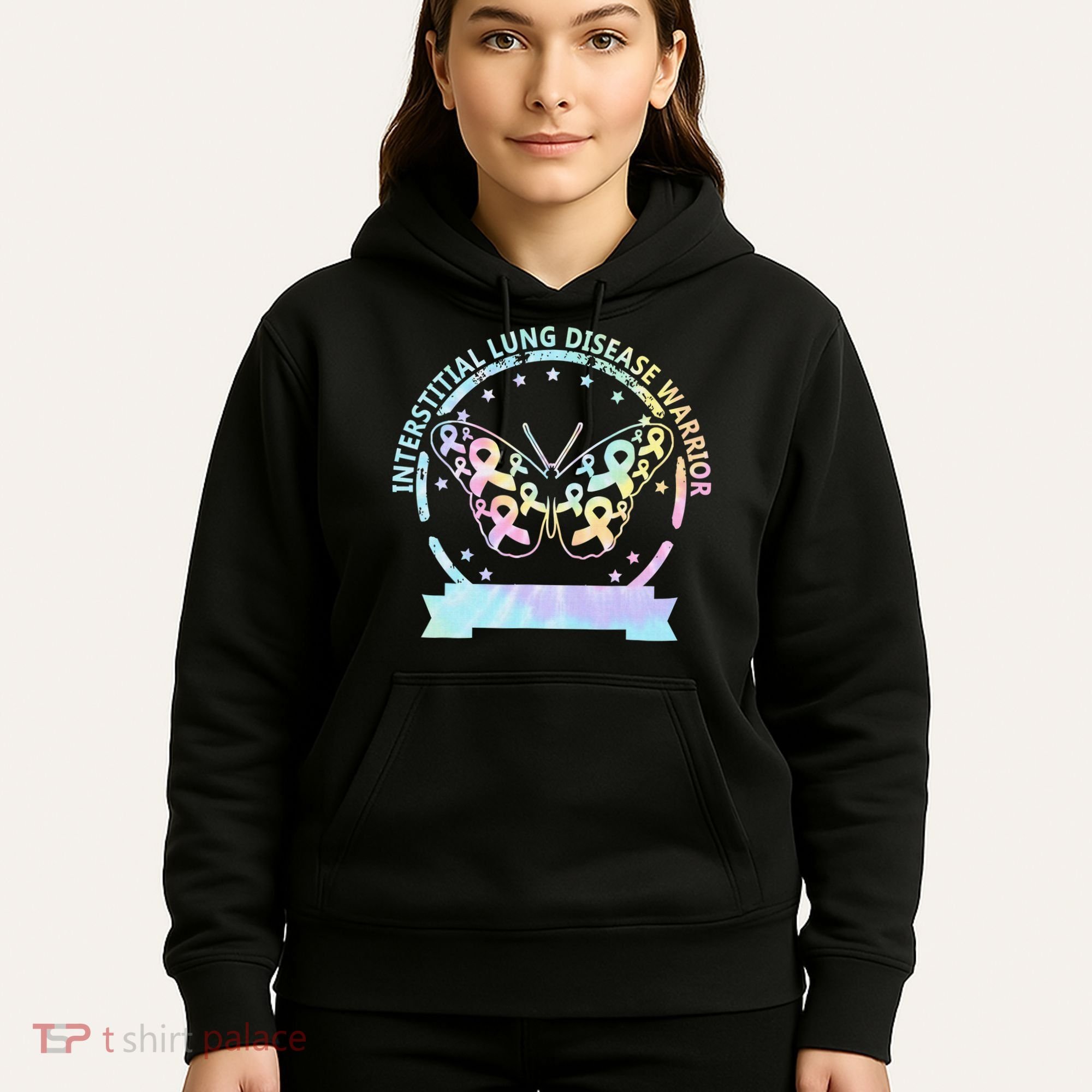 Interstitial Lung Disease betterfly ribbon awareness Tie Dye Hoodie