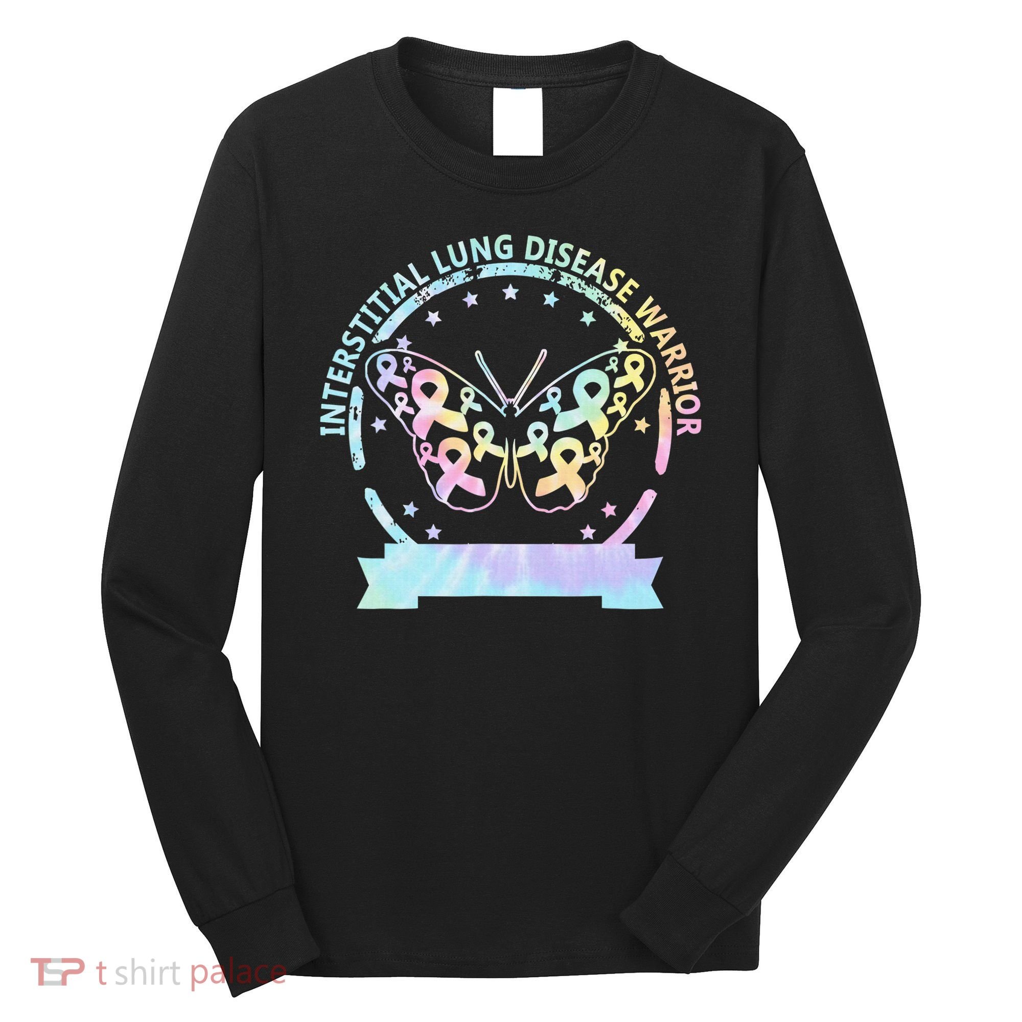 Interstitial Lung Disease betterfly ribbon awareness Tie Dye Long Sleeve Shirt