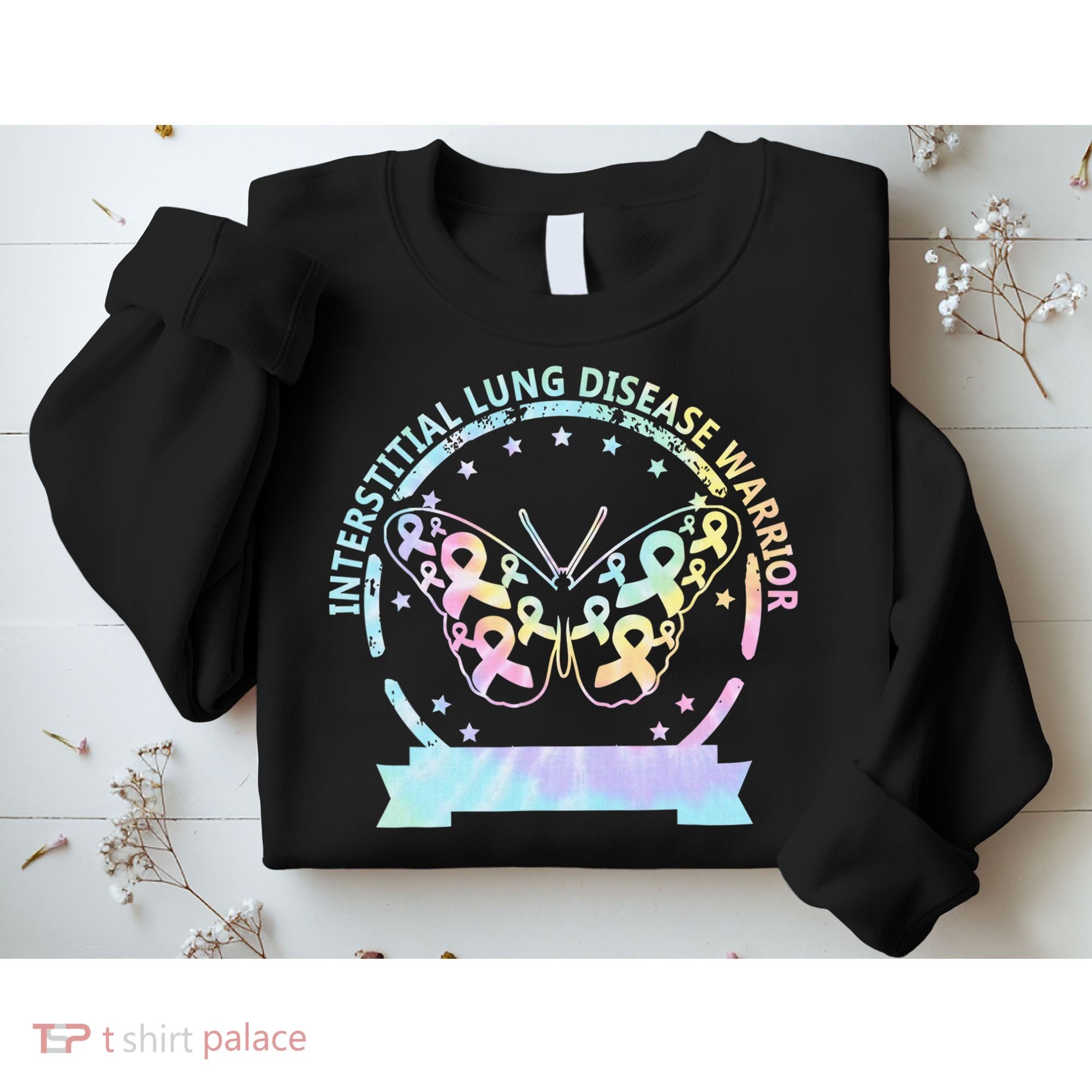 Interstitial Lung Disease betterfly ribbon awareness Tie Dye Sweatshirt