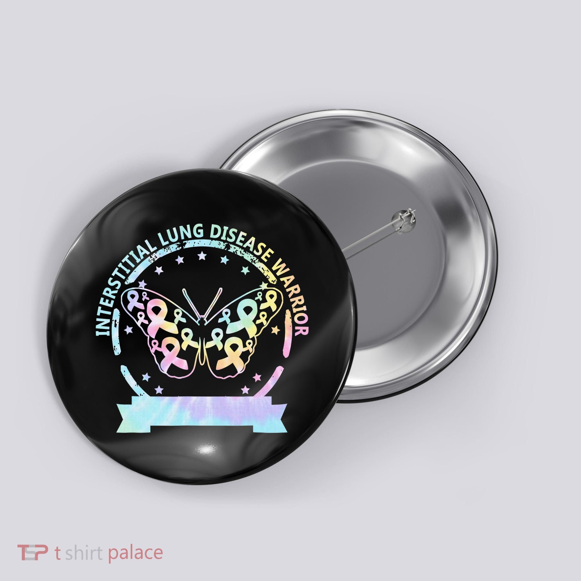 Interstitial Lung Disease betterfly ribbon awareness Tie Dye Button