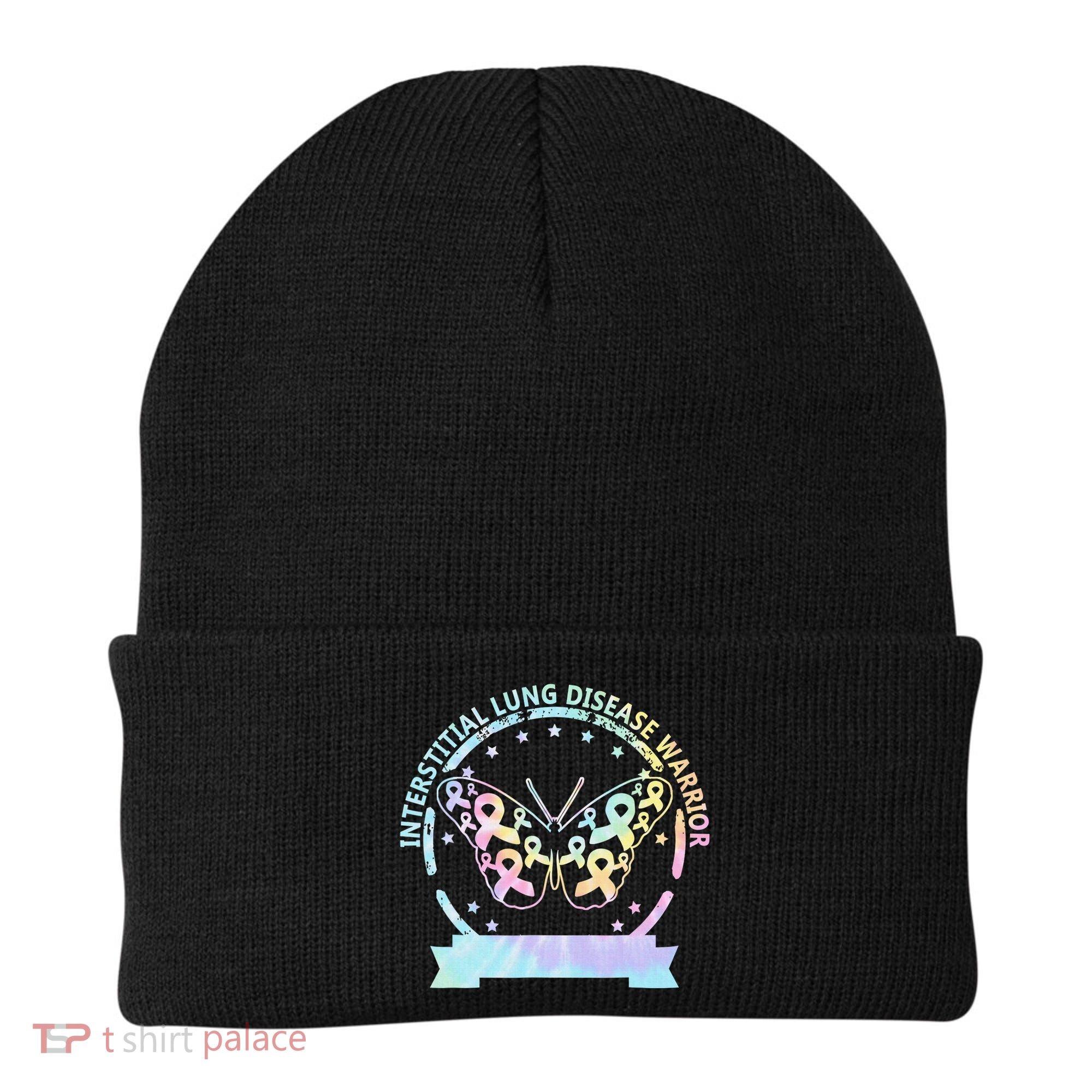 Interstitial Lung Disease betterfly ribbon awareness Tie Dye Beanie