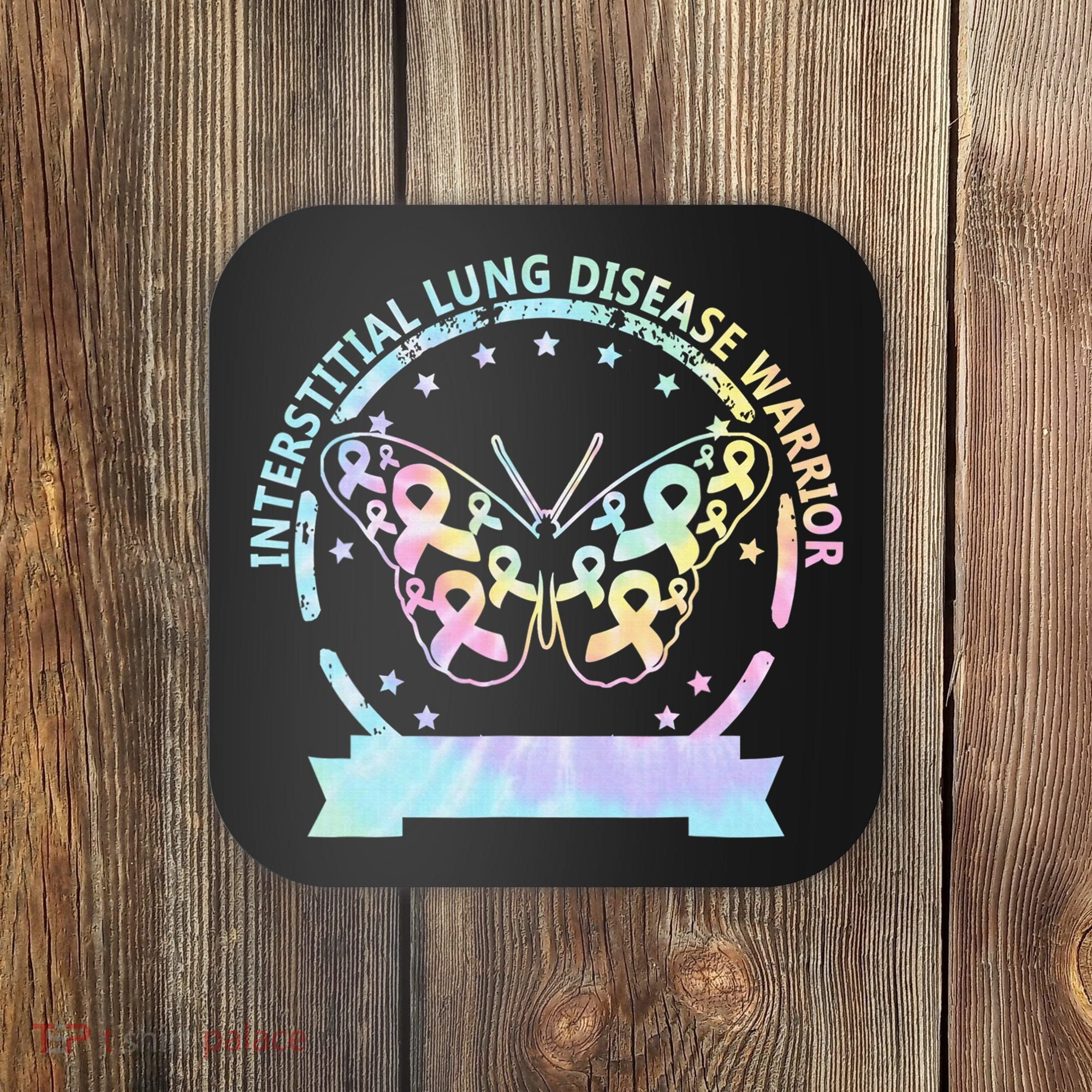 Interstitial Lung Disease betterfly ribbon awareness Tie Dye Coaster