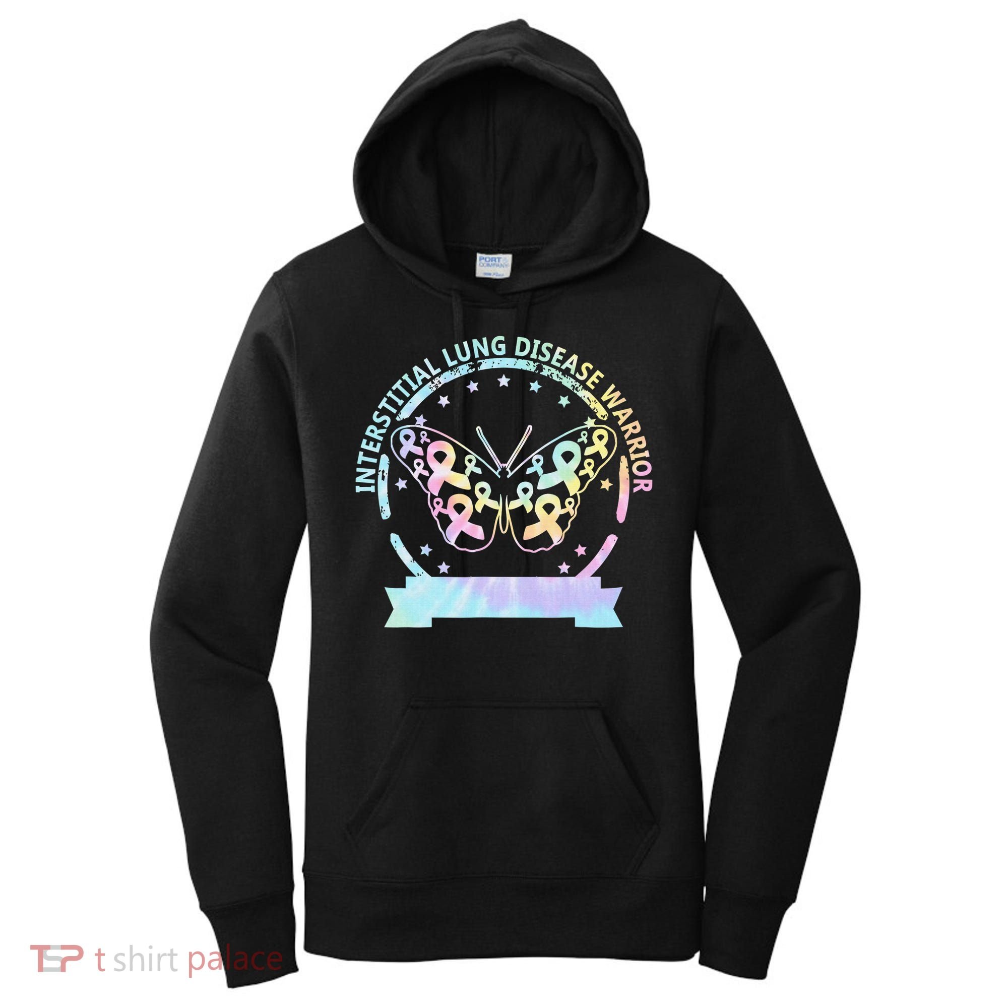 Interstitial Lung Disease betterfly ribbon awareness Tie Dye Women's Hoodie