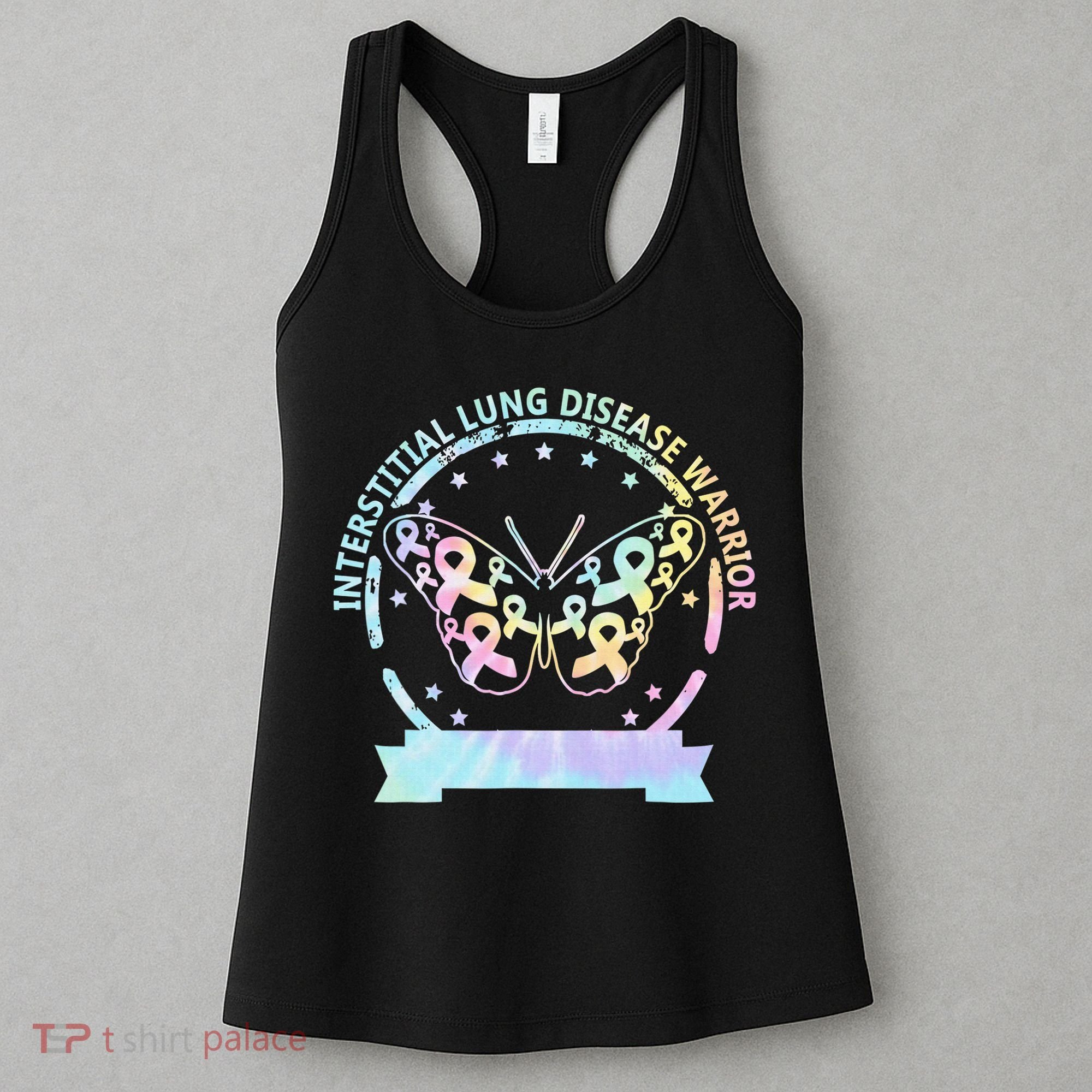 Interstitial Lung Disease betterfly ribbon awareness Tie Dye Women's Tank Top