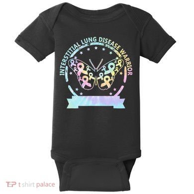 Interstitial Lung Disease betterfly ribbon awareness Tie Dye Baby Bodysuit