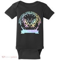 Interstitial Lung Disease betterfly ribbon awareness Tie Dye Baby Bodysuit thumb 0