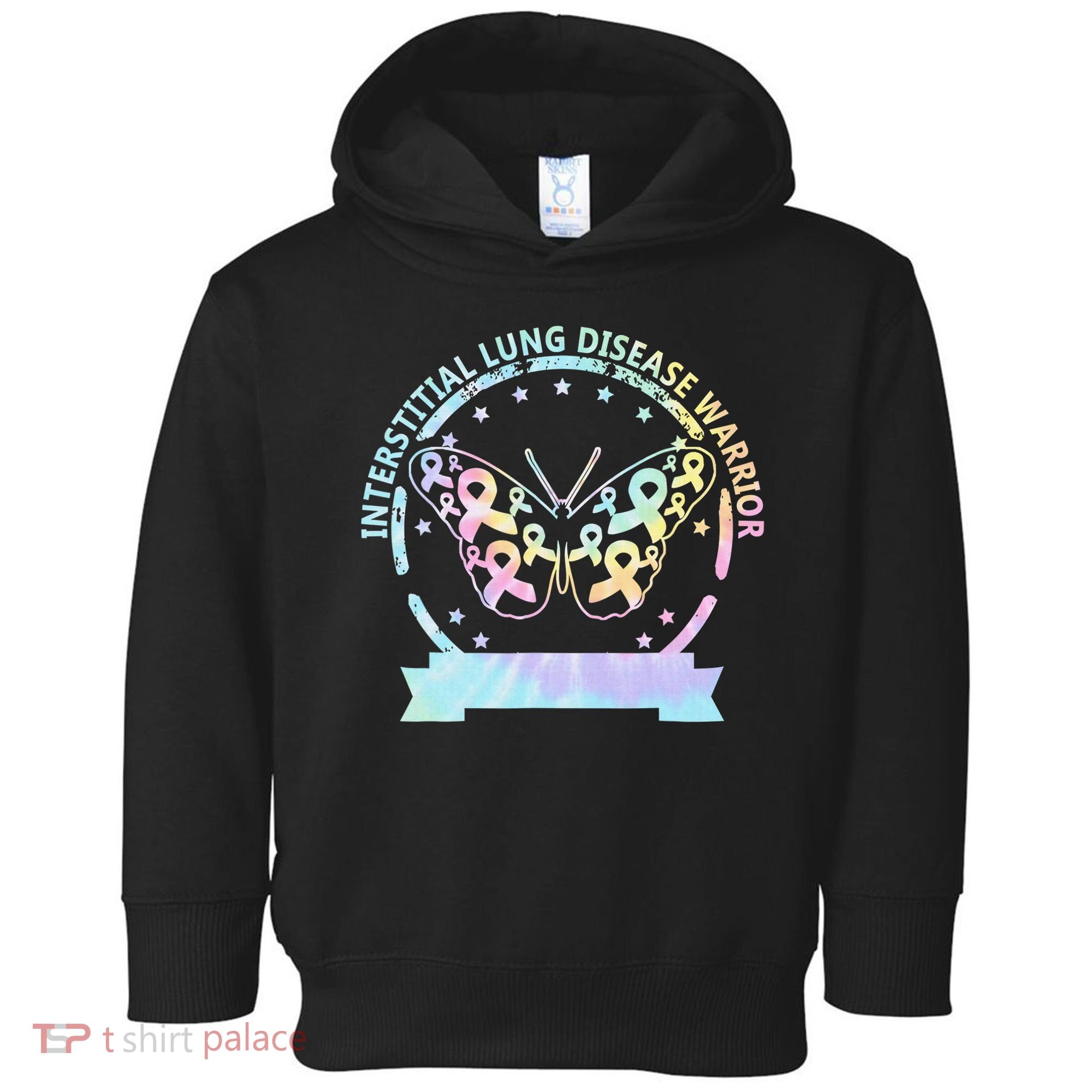 Interstitial Lung Disease betterfly ribbon awareness Tie Dye Toddler Hoodie