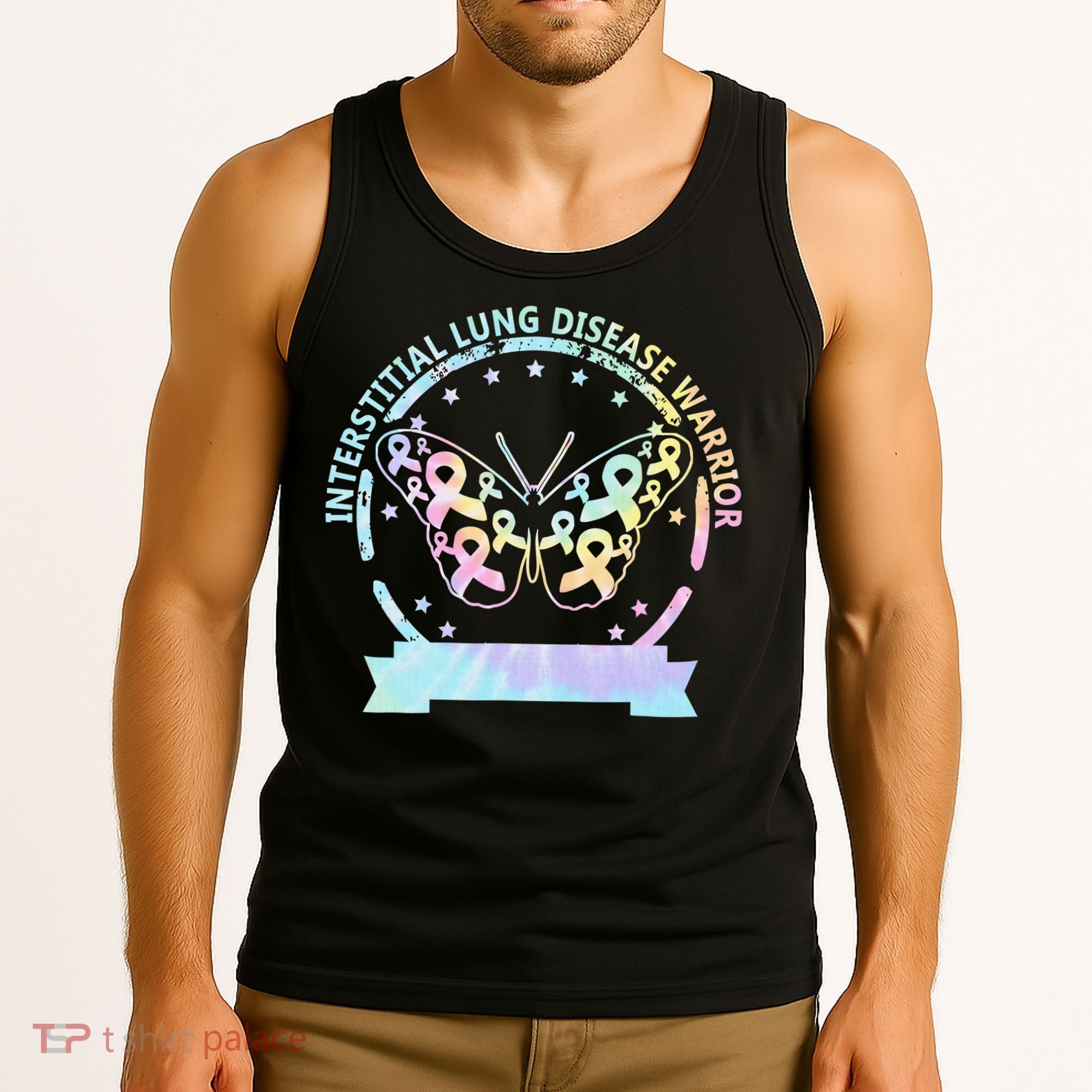 Interstitial Lung Disease betterfly ribbon awareness Tie Dye Tank Top
