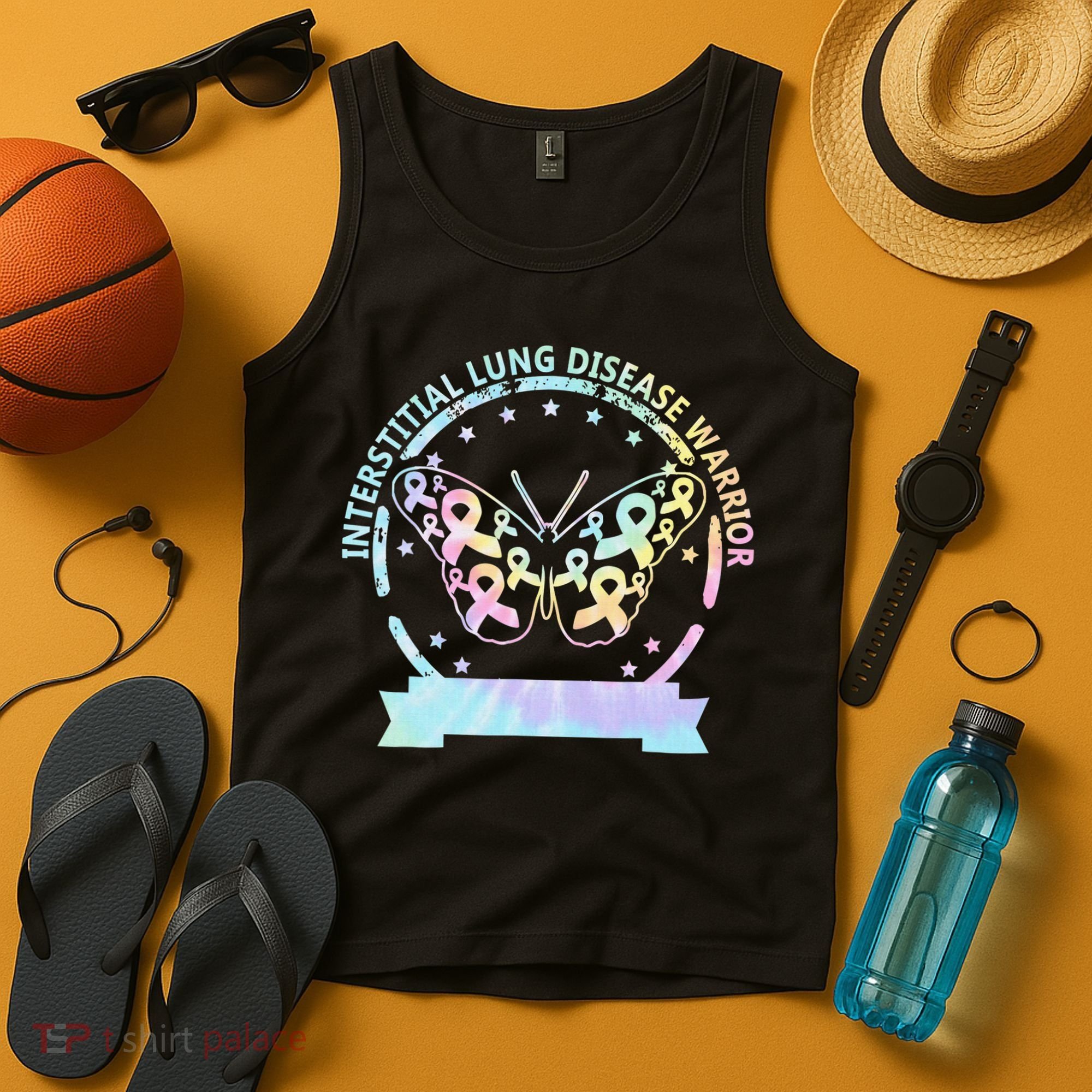 Interstitial Lung Disease betterfly ribbon awareness Tie Dye Tank Top