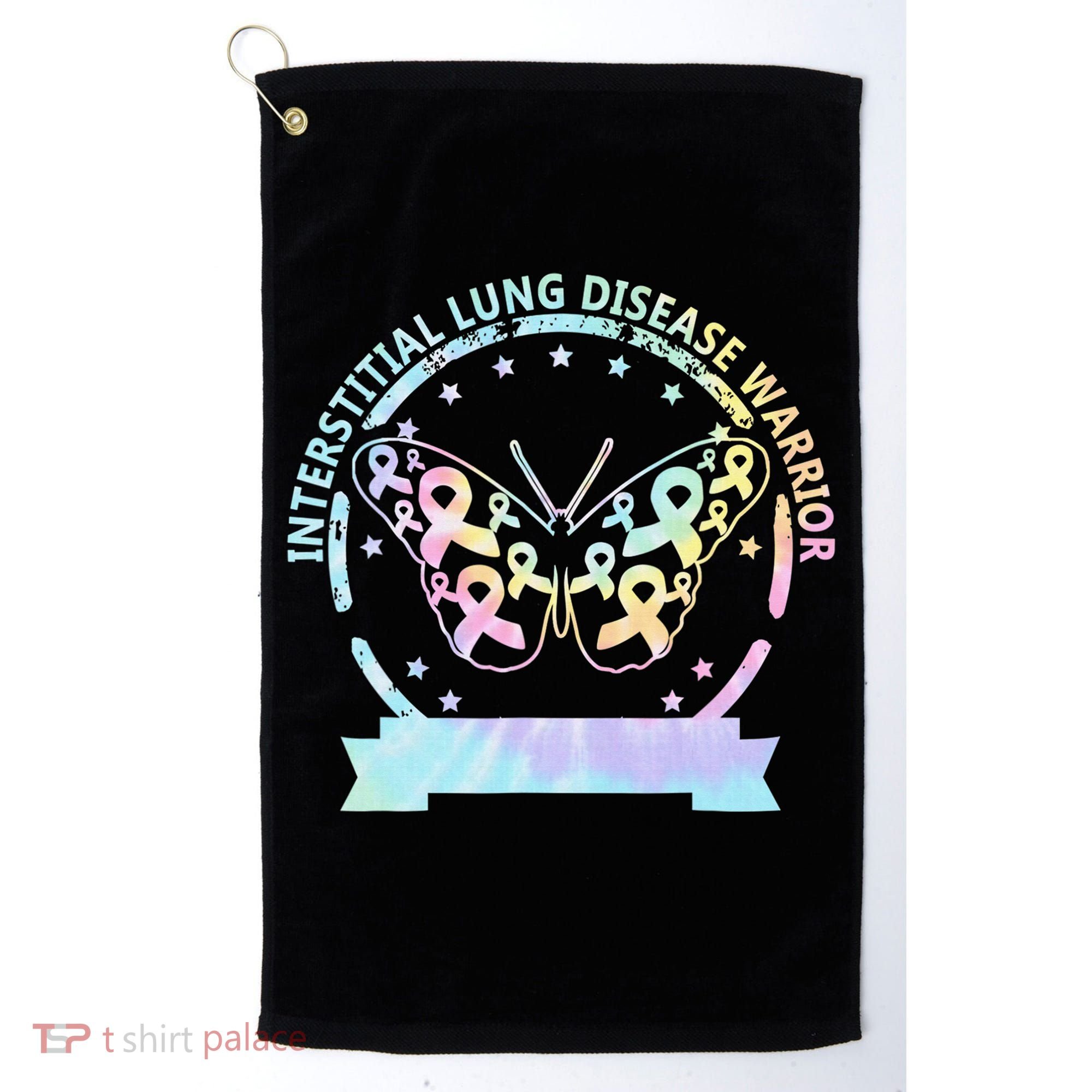 Interstitial Lung Disease betterfly ribbon awareness Tie Dye Golf Towel