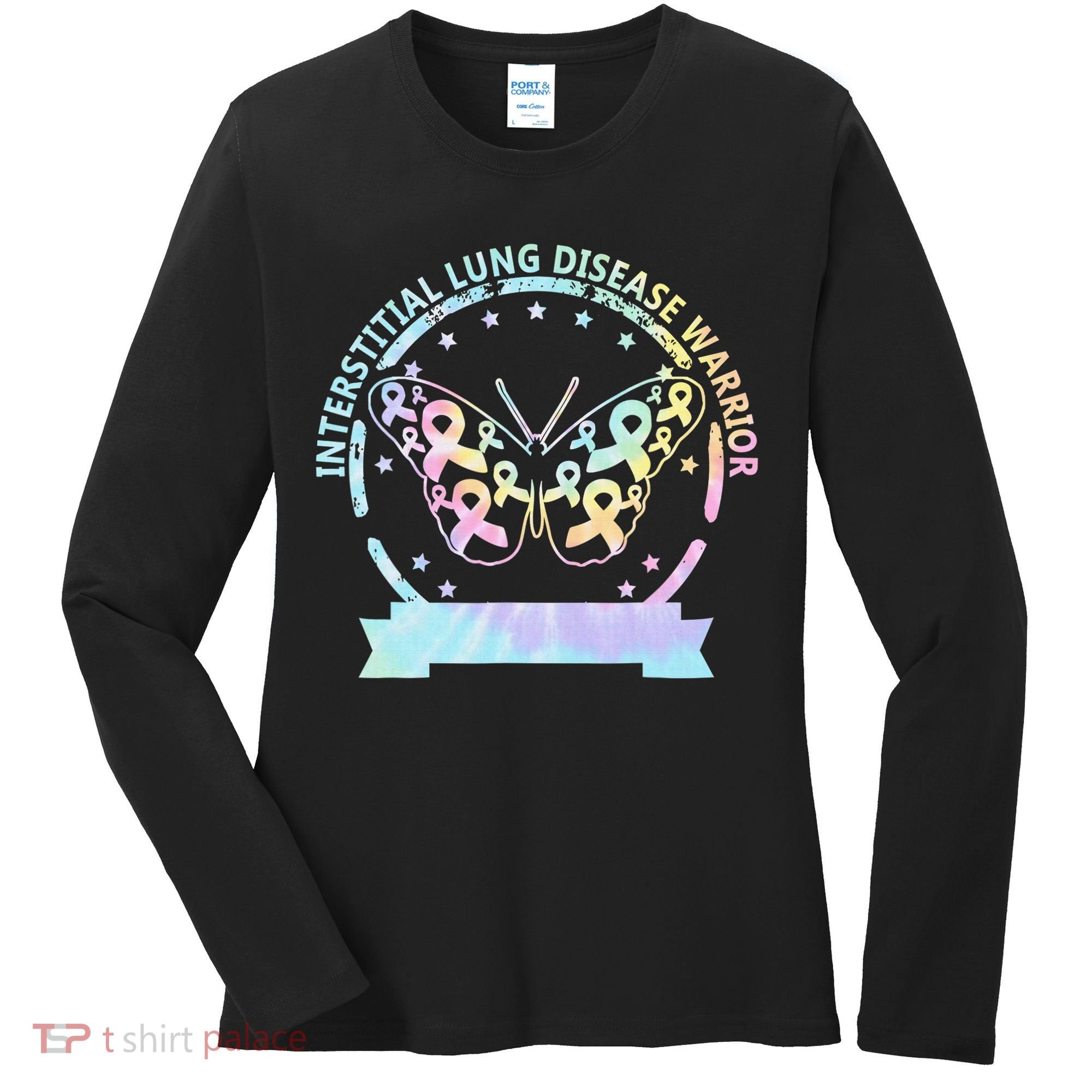Interstitial Lung Disease betterfly ribbon awareness Tie Dye Women's Long Sleeve Shirt