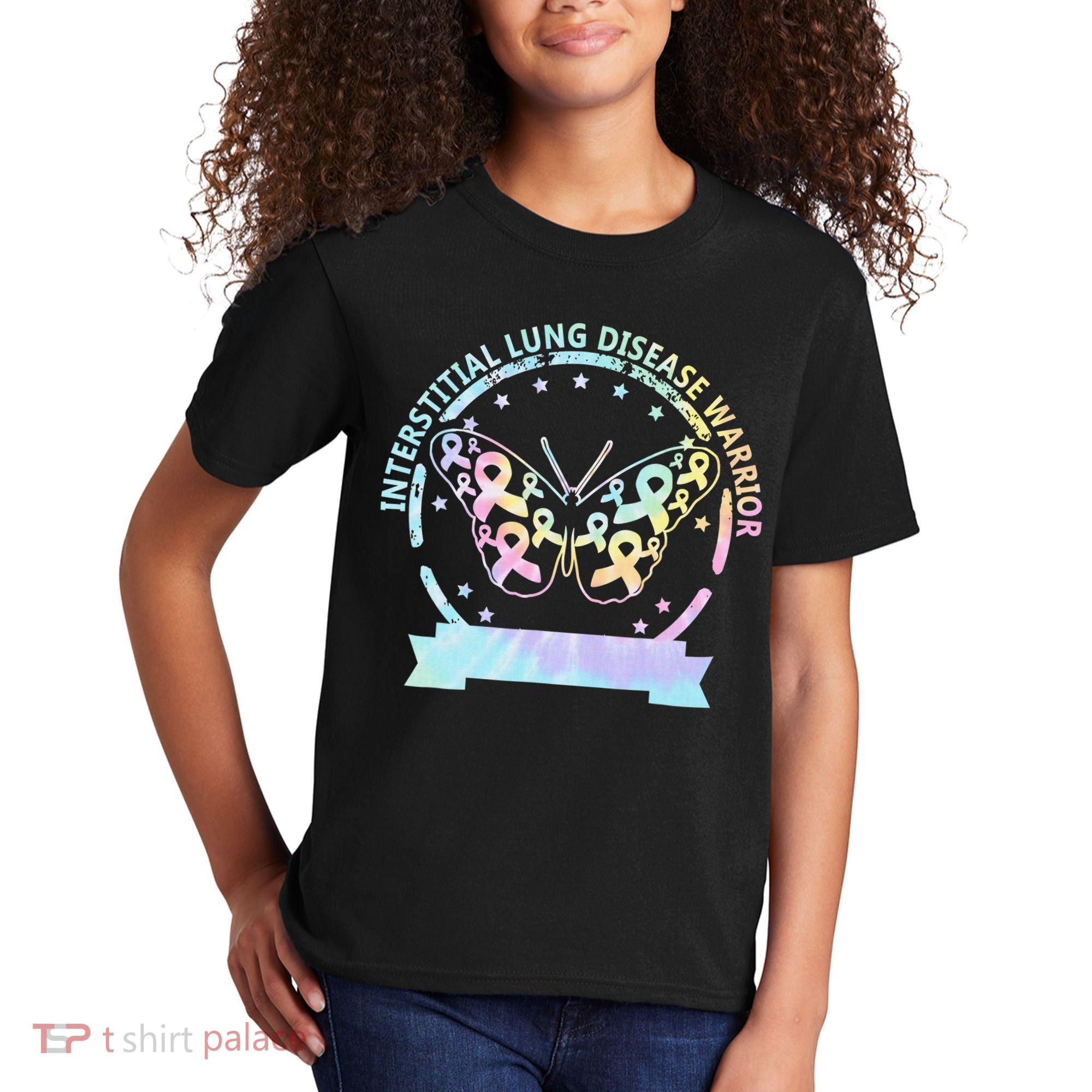 Interstitial Lung Disease betterfly ribbon awareness Tie Dye Kids T-Shirt