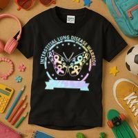Interstitial Lung Disease betterfly ribbon awareness Tie Dye Kids T-Shirt thumb 3