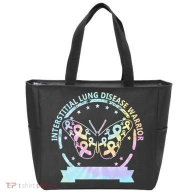 Interstitial Lung Disease betterfly ribbon awareness Tie Dye Tote Bag