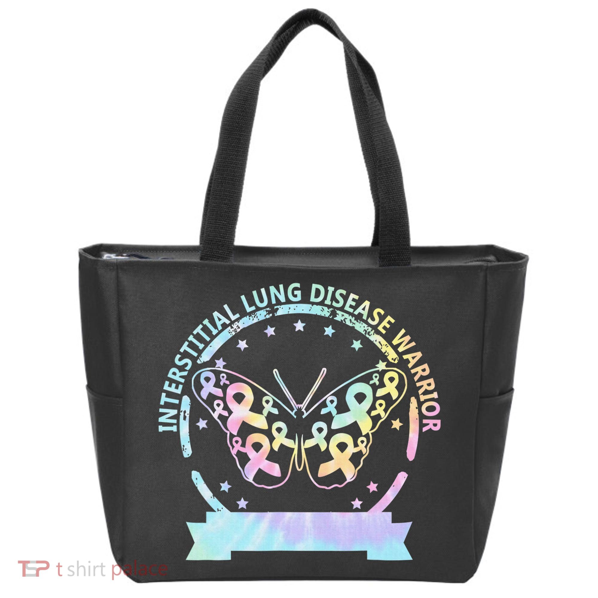 Interstitial Lung Disease betterfly ribbon awareness Tie Dye Tote Bag