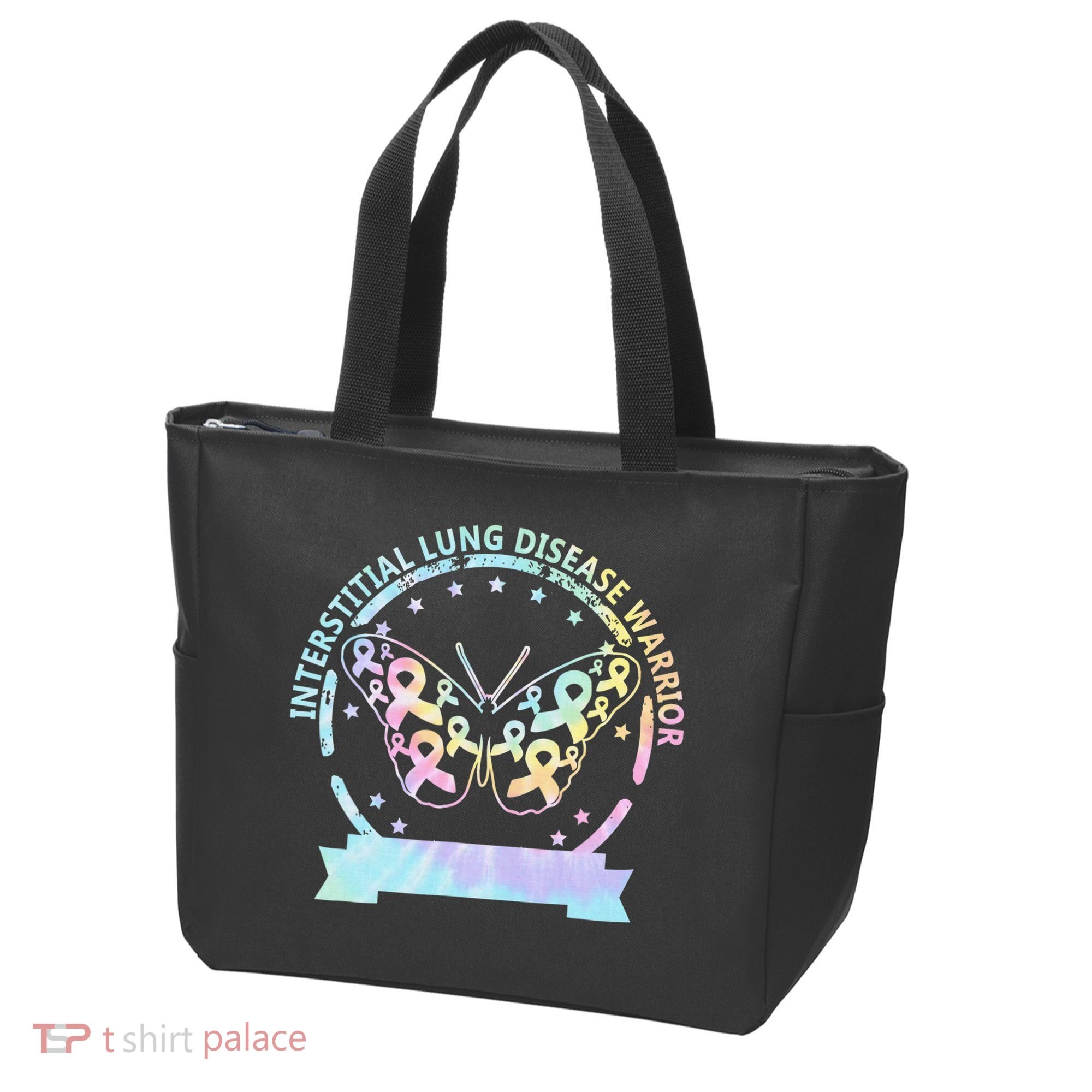Interstitial Lung Disease betterfly ribbon awareness Tie Dye Tote Bag