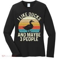 I Like Ducks And Maybe 3 People Duck Lover Women's Long Sleeve Shirt thumb 0