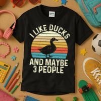 I Like Ducks And Maybe 3 People Duck Lover Kids T-Shirt thumb 3