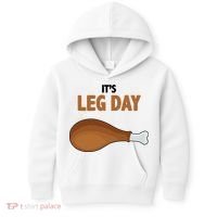 It's Leg Day Funny Turkey Kids Hoodie thumb 0