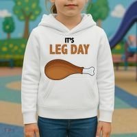 It's Leg Day Funny Turkey Kids Hoodie thumb 3