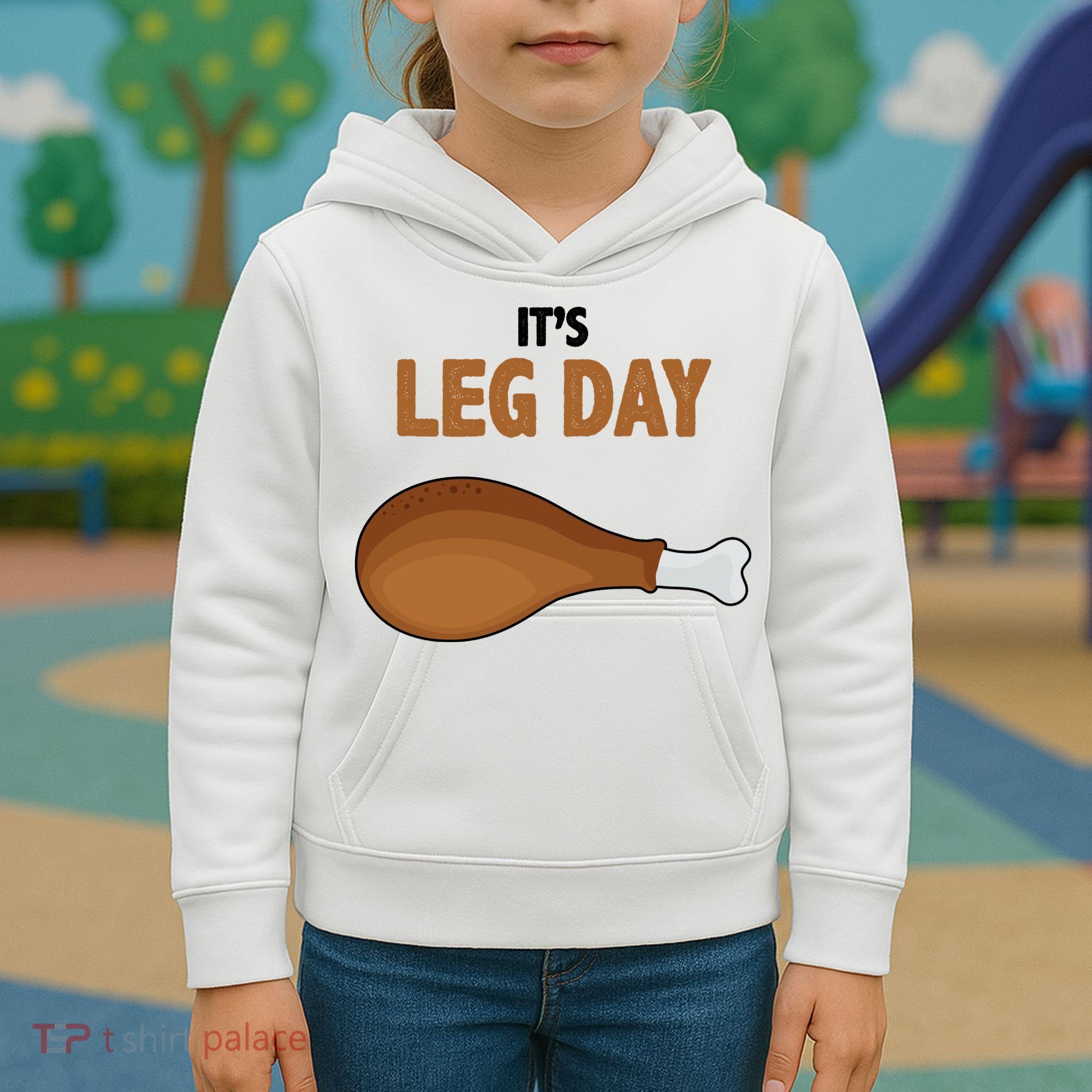It's Leg Day Funny Turkey Kids Hoodie