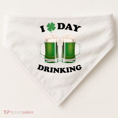 I Love Day Drinking St Patrick's Day Party USA-Made Doggie Bandana