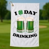 I Love Day Drinking St Patrick's Day Party Golf Towel thumb 1