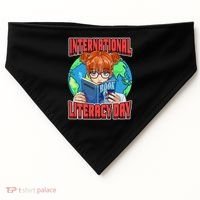 International Literacy Day September 8th Teacher Reading USA-Made Doggie Bandana thumb 0