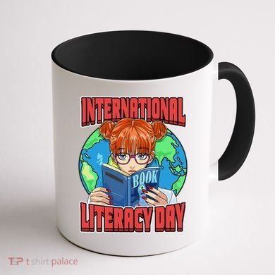 International Literacy Day September 8th Teacher Reading Coffee Mug back
