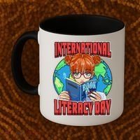 International Literacy Day September 8th Teacher Reading Coffee Mug thumb 2