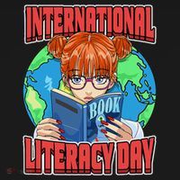 International Literacy Day September 8th Teacher Reading Women's Hoodie thumb 2