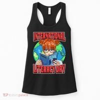 International Literacy Day September 8th Teacher Reading Women's Tank Top thumb 0