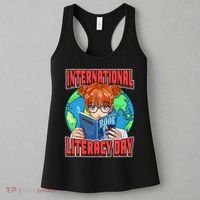 International Literacy Day September 8th Teacher Reading Women's Tank Top thumb 3