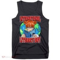 International Literacy Day September 8th Teacher Reading Tank Top thumb 0