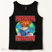 International Literacy Day September 8th Teacher Reading Tank Top thumb 2