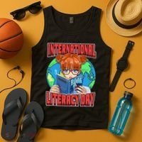 International Literacy Day September 8th Teacher Reading Tank Top thumb 4