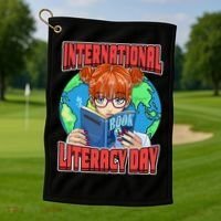 International Literacy Day September 8th Teacher Reading Golf Towel thumb 1
