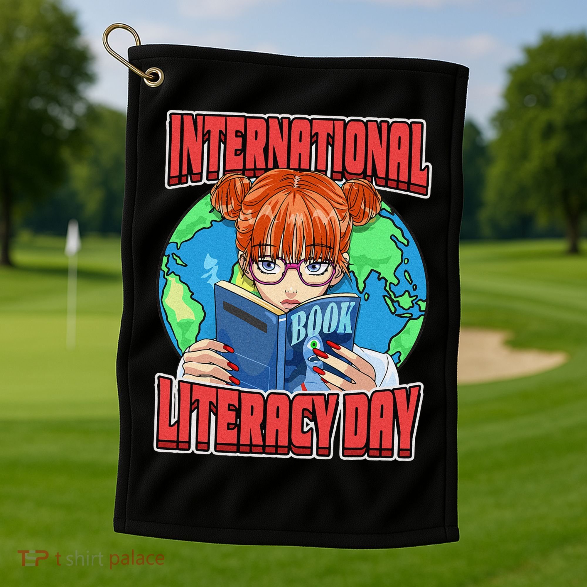 International Literacy Day September 8th Teacher Reading Golf Towel