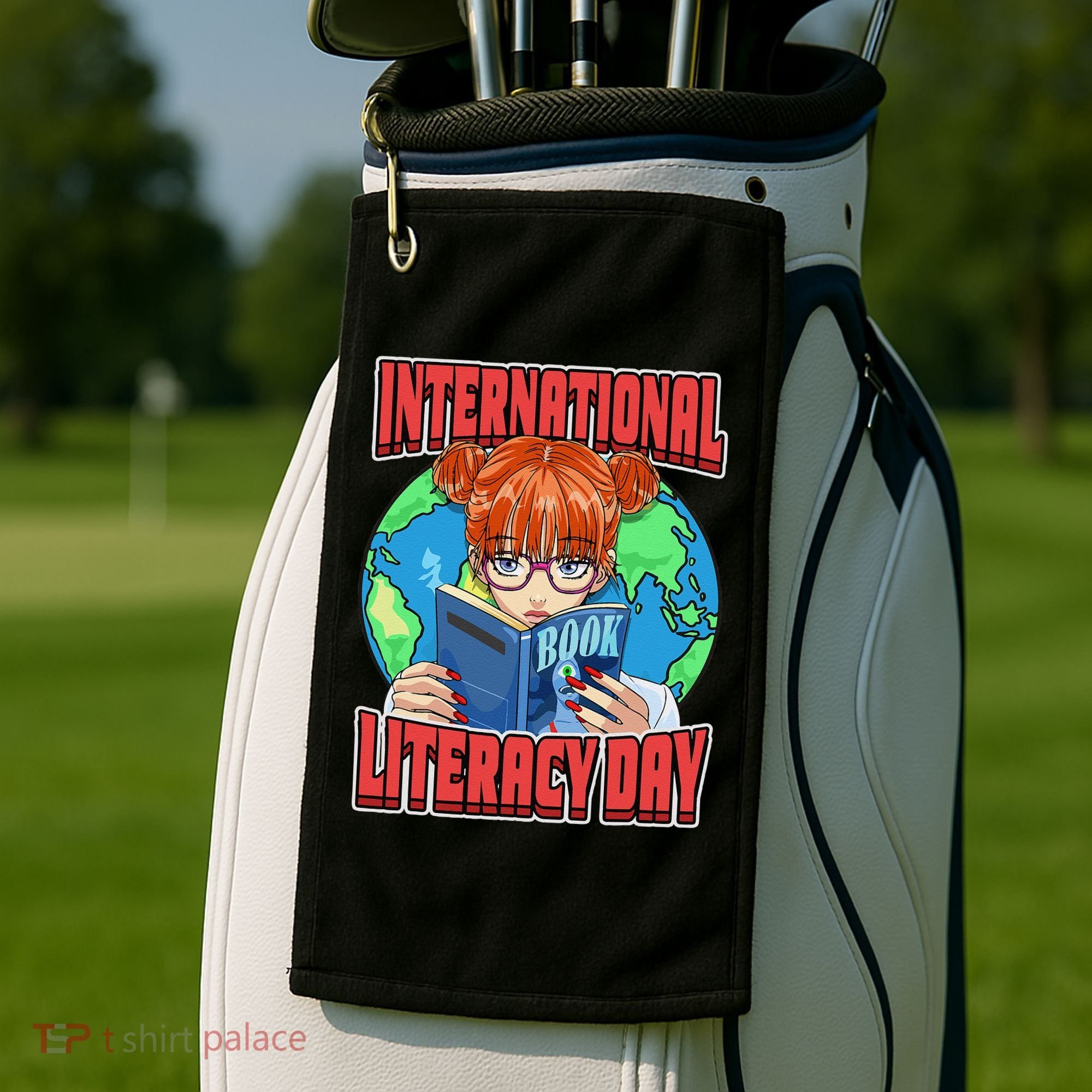 International Literacy Day September 8th Teacher Reading Golf Towel