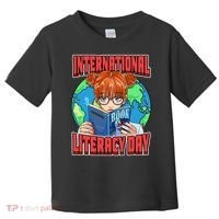 International Literacy Day September 8th Teacher Reading Toddler T-Shirt thumb 0