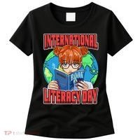 International Literacy Day September 8th Teacher Reading Women's T-Shirt thumb 0