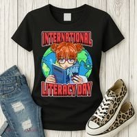 International Literacy Day September 8th Teacher Reading Women's T-Shirt thumb 3